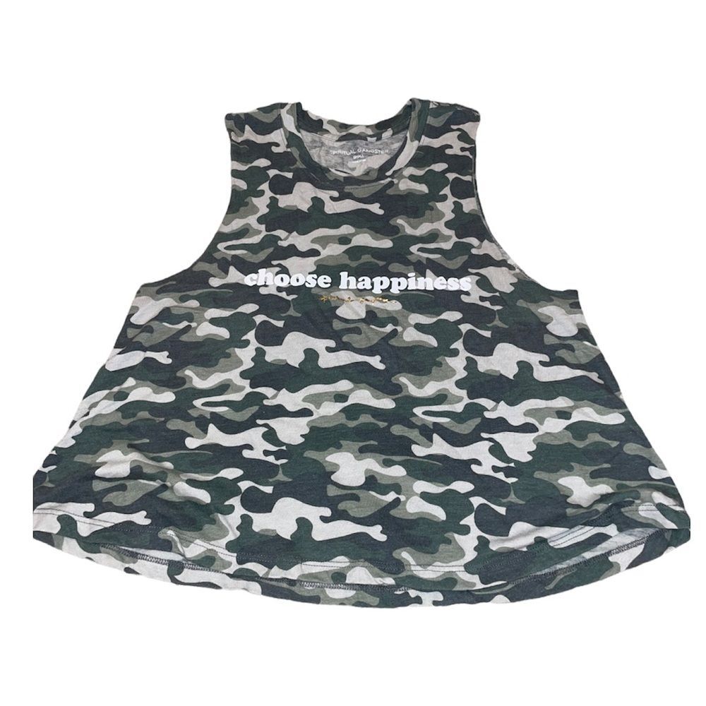 NEW Spiritual Gangster Choose Happiness Camo Tank